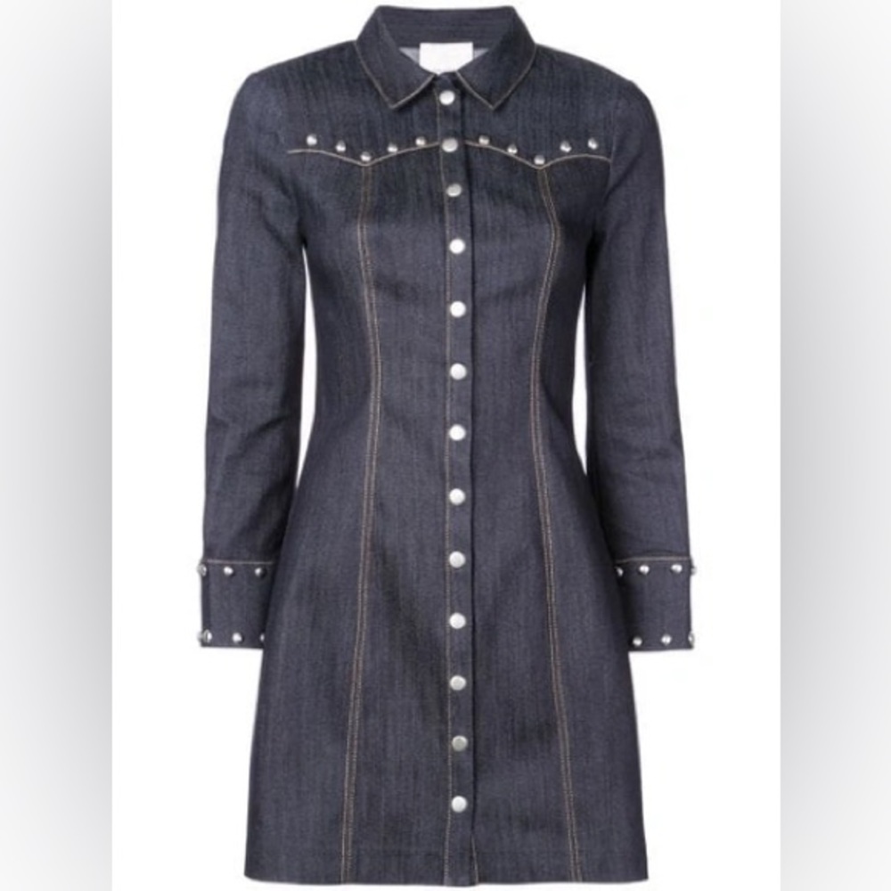 Cinq A Sept Studded Denim Shirt Dress Size 12 new without tags